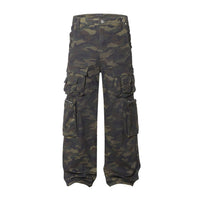 New Style Waste Soil Style High Street American Camouflage Workwear Wide Leg Pants
