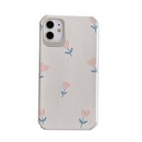 Lambskin pattern love small flower phone case