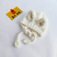 Cute warm Plush knitted hat with ear protection