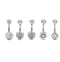 Stainless Steel Zircon Rose Gold Belly Button Ring Set