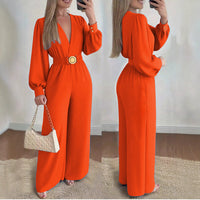 Women's Slim-fit Fashionable Deep V-Neck Jumpsuit