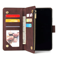 Vintage Frosted Nine-card Multi-function Zipper Pack Phone