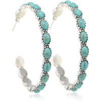 Retro Oval Turquoise Waterdrop-shaped Hollow Earrings