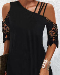 Women's Lace-spliced One-shoulder Dress