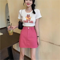Stylish Preppy-Style Denim Slit Skirt For Women
