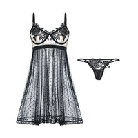 New V-neck See-through Mesh Temptation Suspender Nightdress