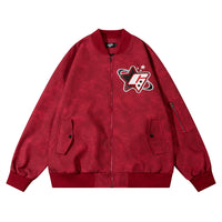 Ins American-style Street Fashion Leather Embroidered Letter Baseball Uniform Jacket