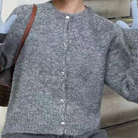 Sweet Loose-Fitting Slimming Round-Neck Knitted Top For Women