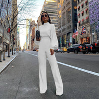 Womens Stylish Wide-leg Long-sleeve Jumpsuit