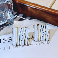 Europe And America Cross Border Ins Style Irregular Metal Pleated Paint Ear Studs