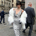Leopard-print Strappy Backless Dress For Women