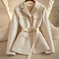 Women's Solid-Color Loose All-Match Cropped Waist-Cinching Coat