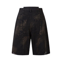 Waste Soil Spray Painting Old Dirty Denim Shorts Men
