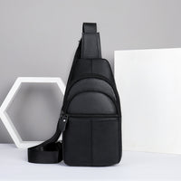 Men's Top Layer Cowhide Leather Diagonal Cross Cycling Single Shoulder Diagonal Backpack