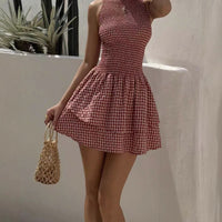 Women's Plaid Irregular Skirt Mid-waist