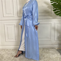Shiny Silk Lace Up Cardigan Robe
