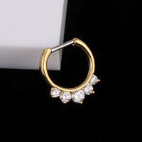 European And American Popular Septum16k Real Gold Personality Real Zirconium Creative Punk Piercing Nose Ring Circle Ornament