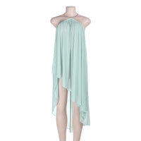 Halterneck Sexy Sheer Metal Choker Mesh Train Dress