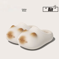 Warm Fleece-Lined Non-Slip Waterproof Adorable Kitty Cotton Slippers For Women