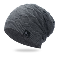 Windproof Hat Solid Color Plus Velvet Knitted Hat