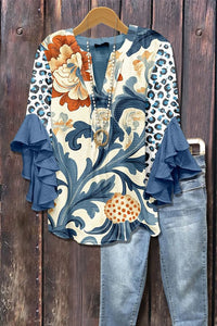 Casual Top With A Creative Floral Print And Digital Printing