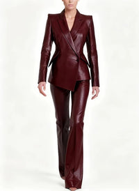 Burgundy Leather 2-Piece Suit