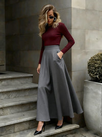 Elegant Solid-Color Skirt For Women