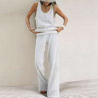 Casual Vest And Pants Set, Minimalist Womens Loungewear