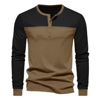 Men's New Retro Color Block Long Sleeve Base Shirt