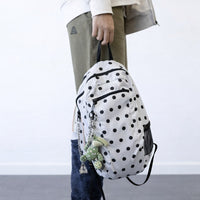 Japanese-style Polka-dot Casual Backpack For Outdoor Use