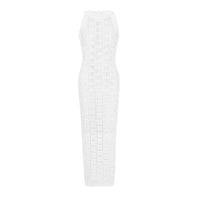 Long Sleeve Short Round Neck Hollow Out Knitwear Dress Vest Shorts