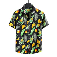 Summer New Men's Short-sleeved Shirt Plus Size Printed