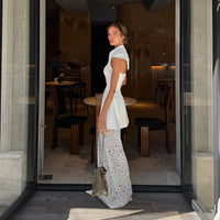 Commuter-appropriate Two-piece Set- Irregular Strapless Top And White Lace Skirt