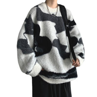 Striped Round Neck Men's Loose Sweater