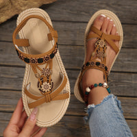 New Large Size Flat Bottom Ultra-light Sole Beaded Sandals