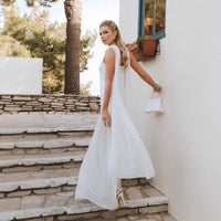 Solid-color Chiffon And Satin Patchwork Slip Dress