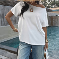 European And American Style Fashionable Casual One-Shoulder Solid Color Top