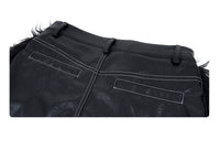 Mens Faux Fur Patchwork Flared Leather Pants