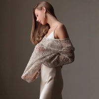 European And American Long Sleeve Hollow Loose Pullover Sequined Top Women's Clothing