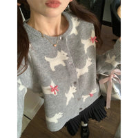 Contrast Color Dog Jacquard Round Neck High Sense Autumn And Winter New Knitted