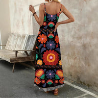 Womens Floral Print V-Neck Sleeveless Long Slip Dress
