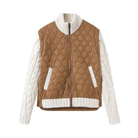 Spring New Women's Nylon Fabric Quilted Cotton Sweater Jacket Coat