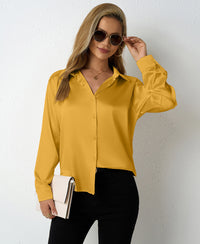 Sleek V-neck Cardigan Shirt In Satin
