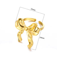 New 18K Gold Stainless Steel Bow Ring