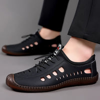 Men's Sandals Hollow Leather Soft Bottom Hole Shoes