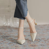 Women's Summer New Sweet Style Pearl Pointed Fashion French High Heels