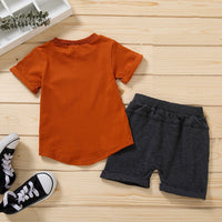 Baby Boy Brown Non-hooded Solid Color Pullover Blouse And Pants