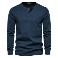 Men's Casual European Size Round Neck Long Sleeve T-shirt