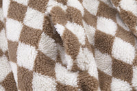 Rhombus Plaid Lambswool Warm And Loose Cotton-padded Coat