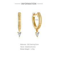 S925 Sterling Silver Fashion Minimalistic Water Drops Rhinestone Earrings